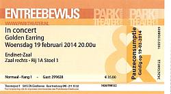 Golden Earring show ticket#1A1 February 19, 2014 Eindhoven - Parktheater